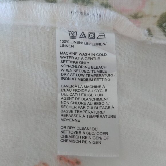 Lord + Taylor 100% linen off white cream button down shirt blouse floral Small - Picture 11 of 16